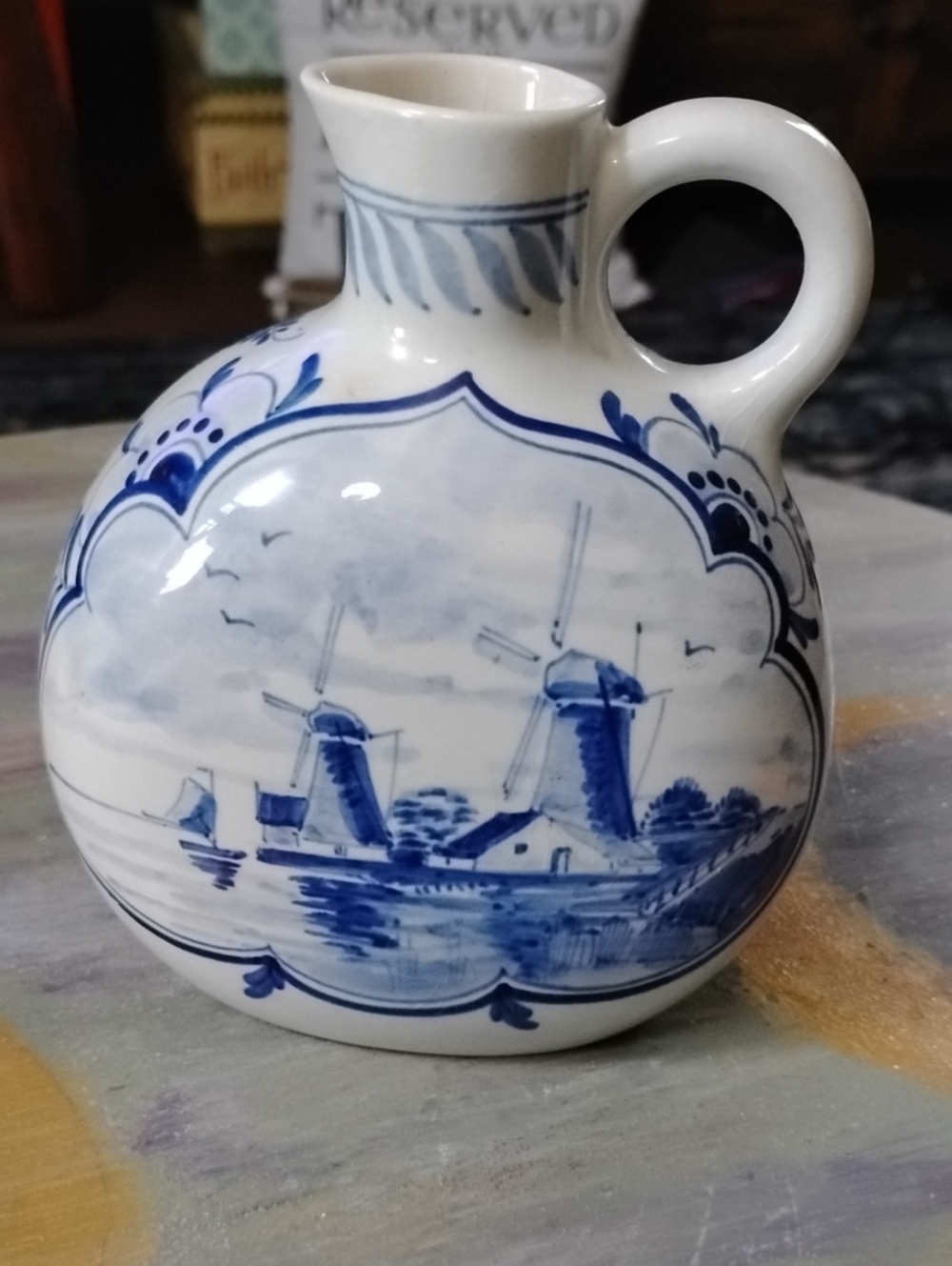 Vintage Dutch Bleu Gouda Pitcher Made In Holland